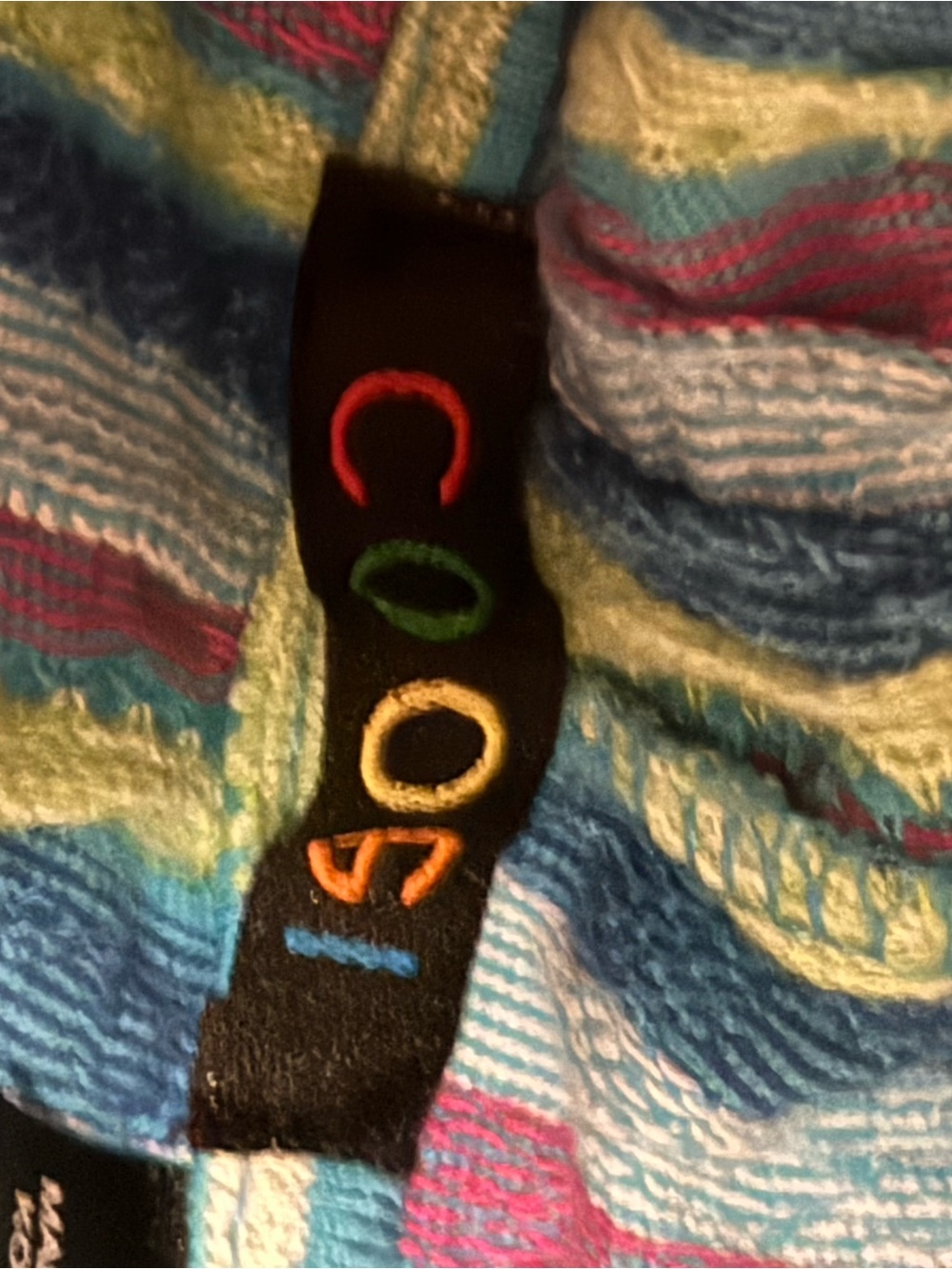 COOGI Hooded Mini Dress in Turquoise with Multicolor Stripes - Picture 2 of 6